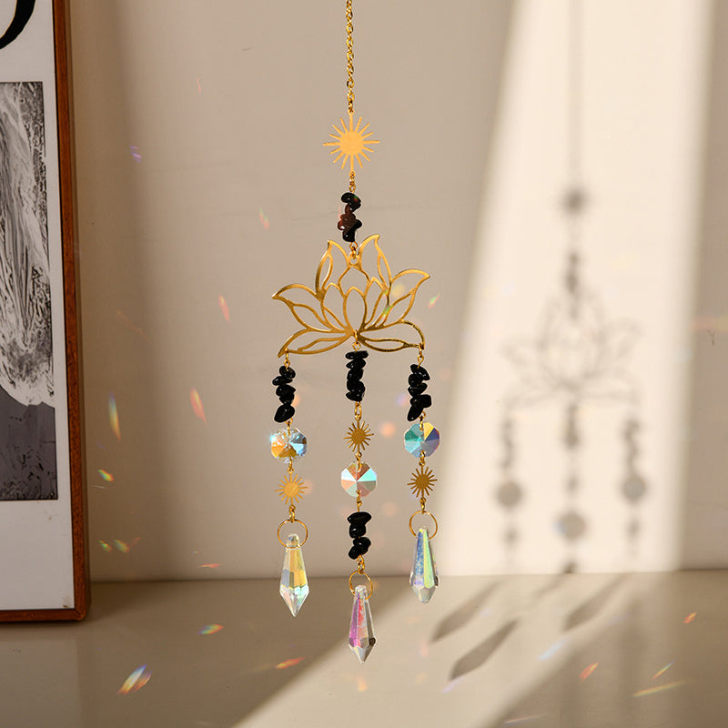 Handcrafted Amethyst Lotus Sun Catcher Wind Chime