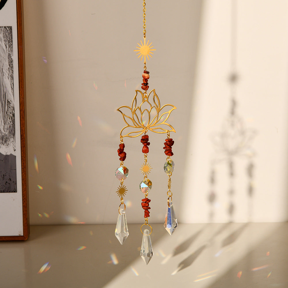 Handcrafted Amethyst Lotus Sun Catcher Wind Chime