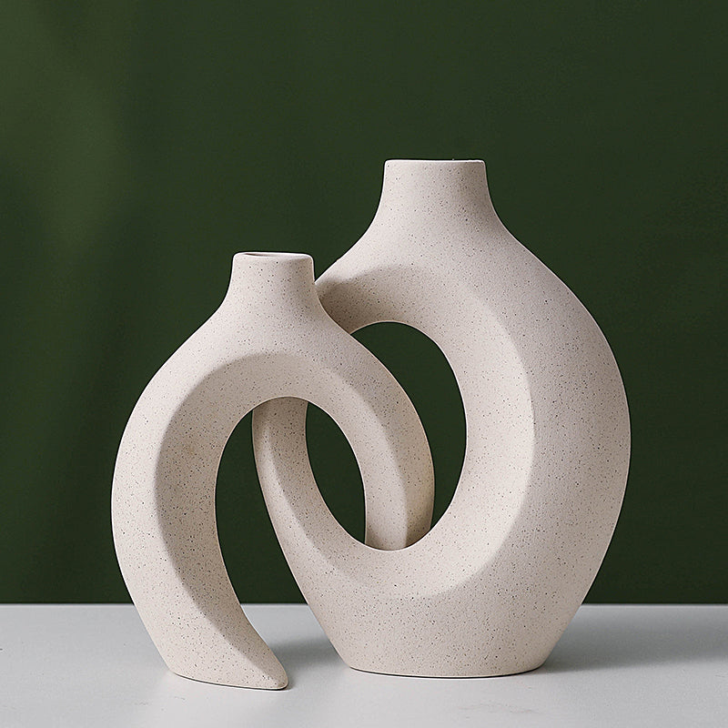 Nordic Pampas Grass & Ceramic Vase Duo