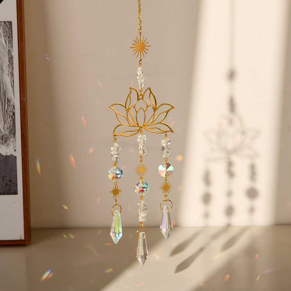 Handcrafted Amethyst Lotus Sun Catcher Wind Chime