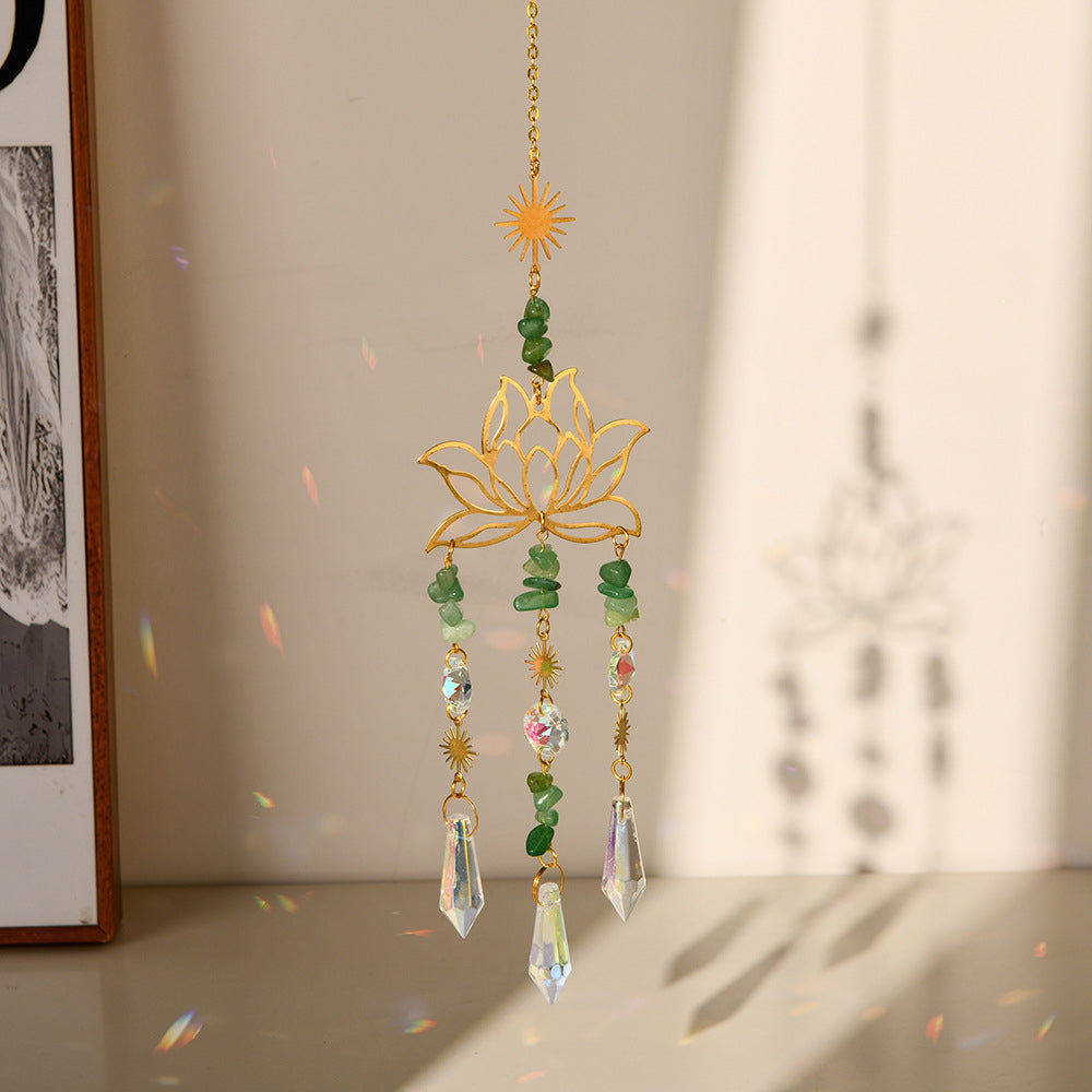 Handcrafted Amethyst Lotus Sun Catcher Wind Chime