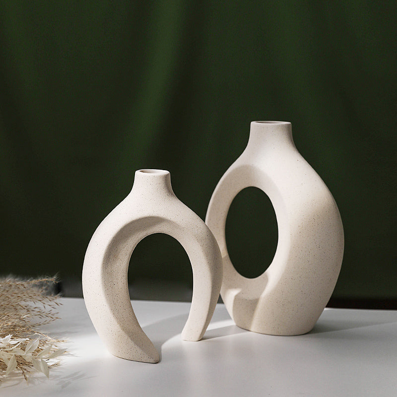 Nordic Pampas Grass & Ceramic Vase Duo