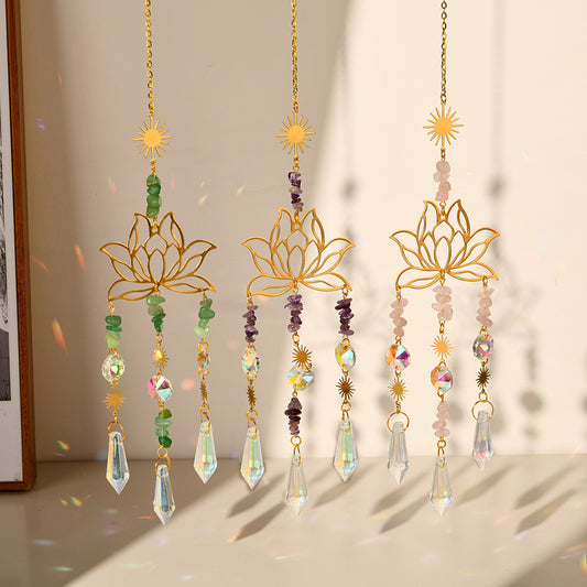 Handcrafted Amethyst Lotus Sun Catcher Wind Chime