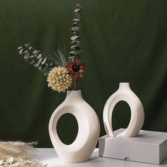 Nordic Pampas Grass & Ceramic Vase Duo